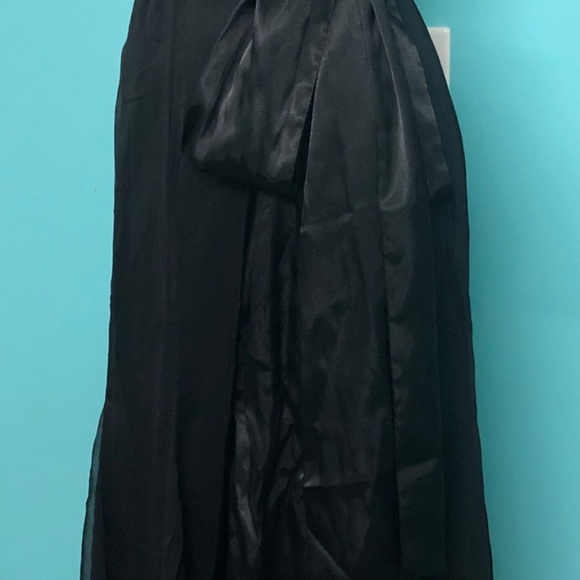 VTG Y2K~Watters & Watters~Black Halter Chiffon Satin Mermaid Evening Formal~8 - Picture 3 of 15